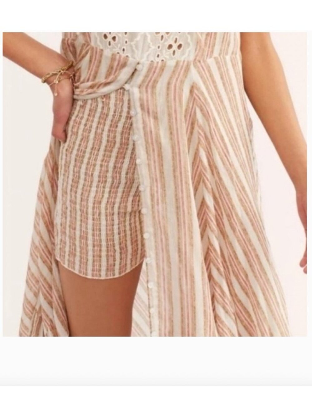 FP One Caraway Shorts Womens Small Multicolor Striped Bermuda Drawstring